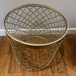 Glass Top Geometric Metal Table 