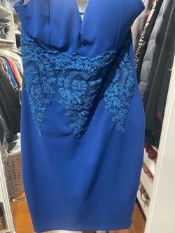 Royal Blue Strapless Dress with Lace Detail