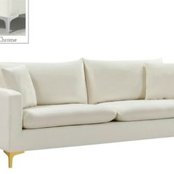Naomi Velvet Cream Sofa

