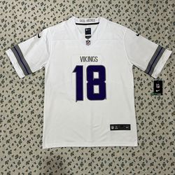 NFL Minnesota Vikings White Jersey #18 Jefferson 