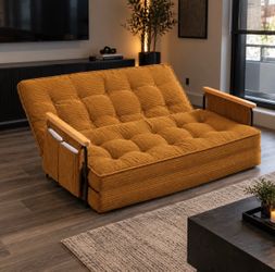 🔥 Futon Sofa Bed, 4-in-1 Corduroy Floor Couch Bed with Folding Mattress, Convertible Sleeper Sofa N-13 new