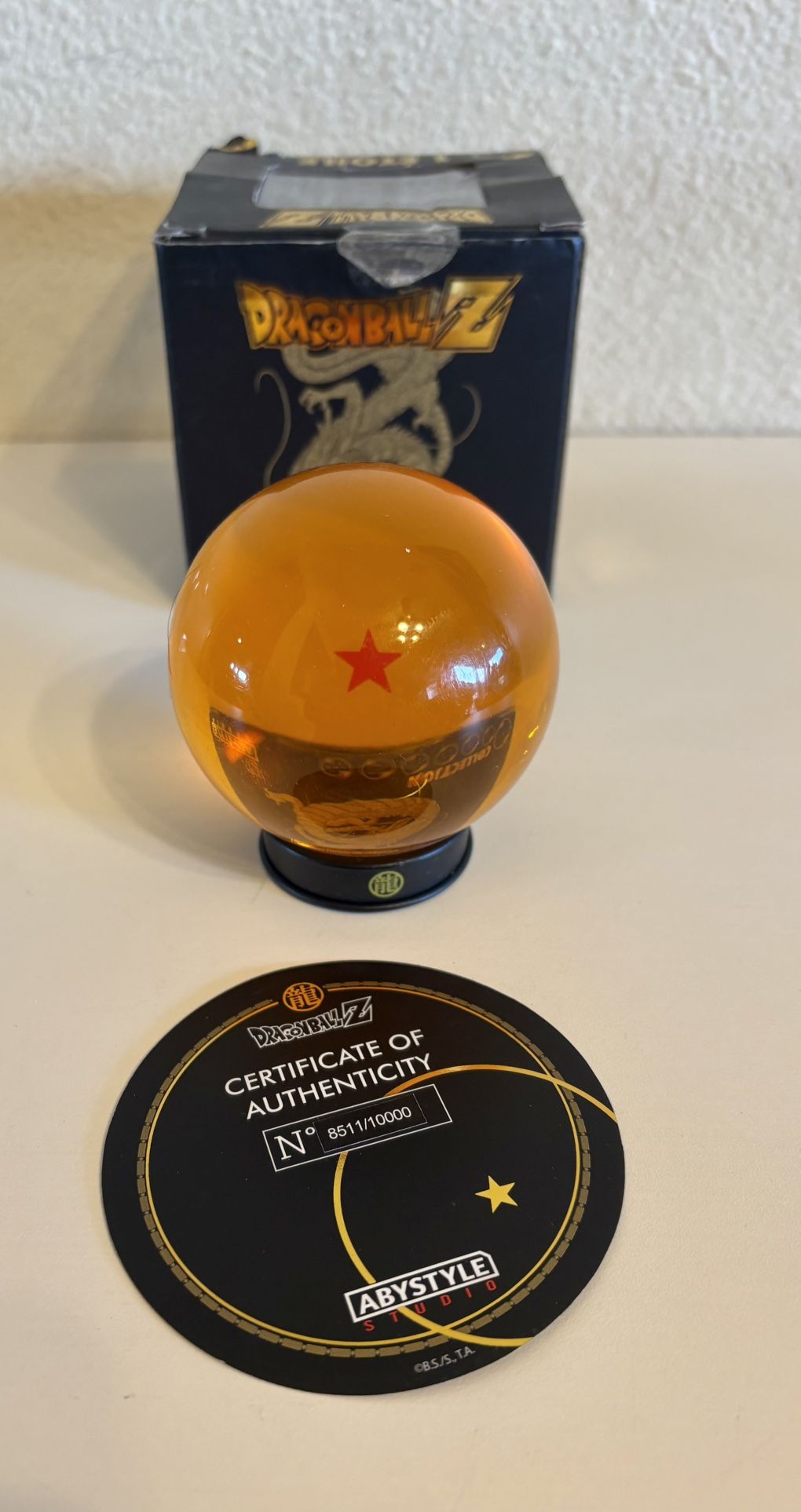 Dragonball Z Dragon Ball 1-Star Crystal Resin ORANGE CRYSTAL BALL 1.75" - 2003