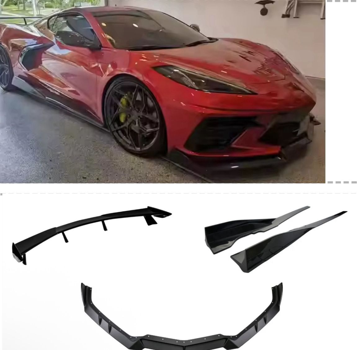 For 2020-2025 Corvette C8 ›Full Body Kits ( side skirts, front lip, & spoiler)