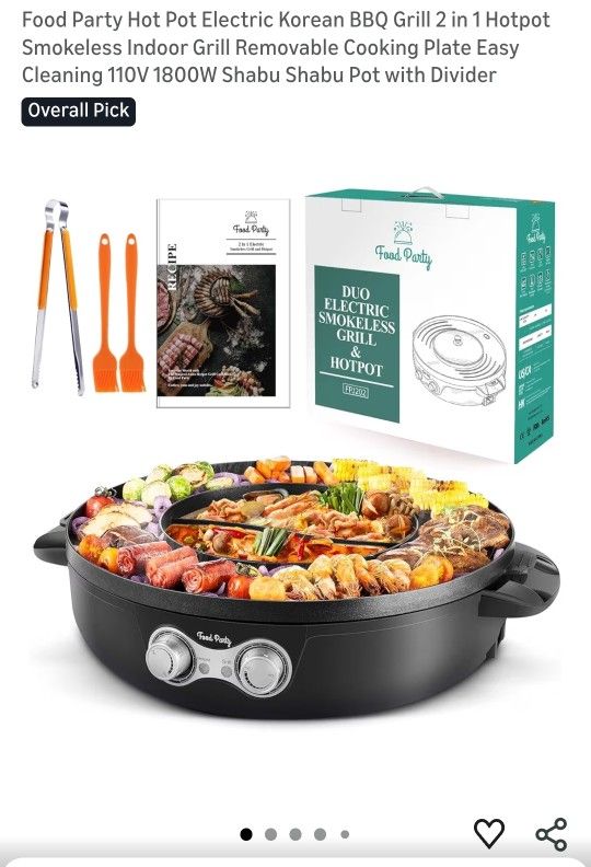 Food Party Hot Pot Electric Korean BBQ Grill (2 in 1)