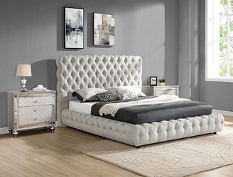 💥New DOVE Upholstered TUFFTED Bed Frame King Queen $10 DOWN