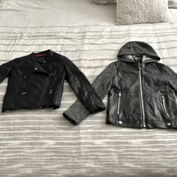 2 NEW GIRLS SIZE 7/8 FAUX LEATHER JACKETS 