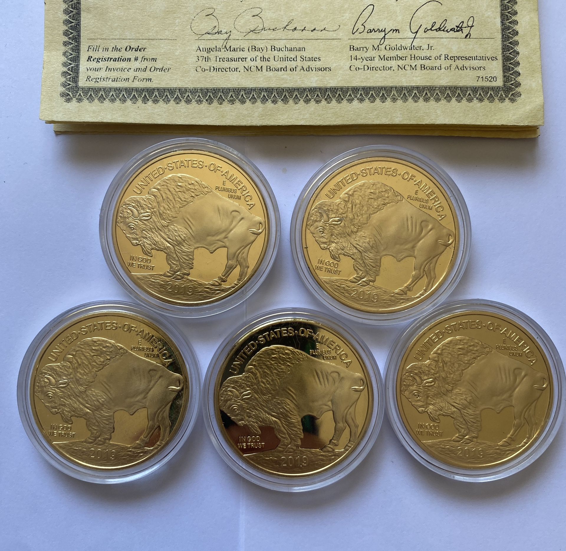 2019 Buffalo Tribute Proof Coins – Set of 5 w/ COAs
