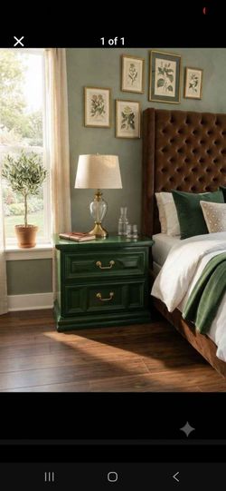 Pair of Forest Green refurbished nightstands