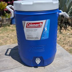 Coleman 5-Gallon Beverage Cooler with Leak-Resistant Spigot - Blue Camping Jug

