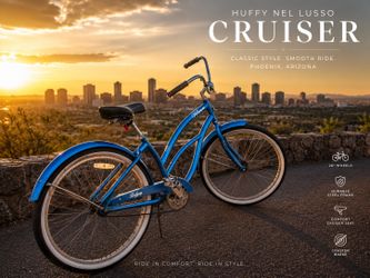 Huffy Nel Lusso 26” Beach Cruiser – Blue – Classic Whitewall Tires