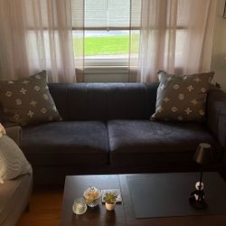 Acanva Luxury Tuxedo Velvet Channel Tufted Key Arm Living Room Sofa, 86”W Couch, Grey