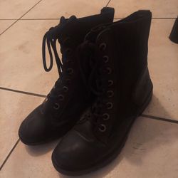 Black Lace-Up Combat Boots