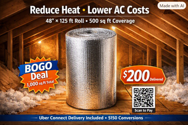 ⭐ Radiant Barrier – 48" × 125 ft Roll (500 sq ft) – BOGO Deal – Delivery Included