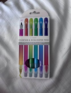 6 Count Fountain & Highlighter Pens Aa