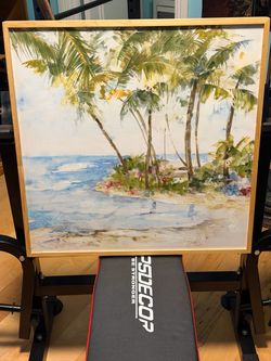 Large Framed Coastal Palm Tree Canvas Art