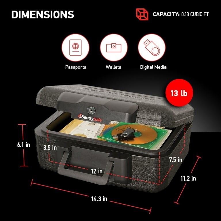 SentrySafe 1200 Fire-Resistant Box Safe with Key Lock 0.18 Cu. ft., Black