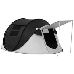 Outsunny Pop Up Tent, Instant Camping Tent with Porch and Carry Bag, 118” Waterproof, for 2-3 People, Black, (Poles Included),