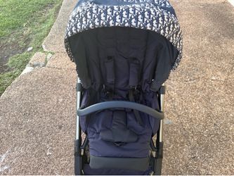BABY DIOR STROLLER BLUE AND BEIGE