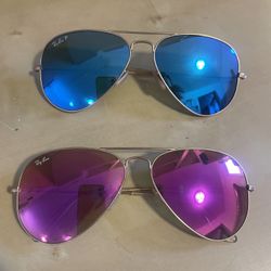 Pair Of Blue And Pink Ray-Ban Sunglasses