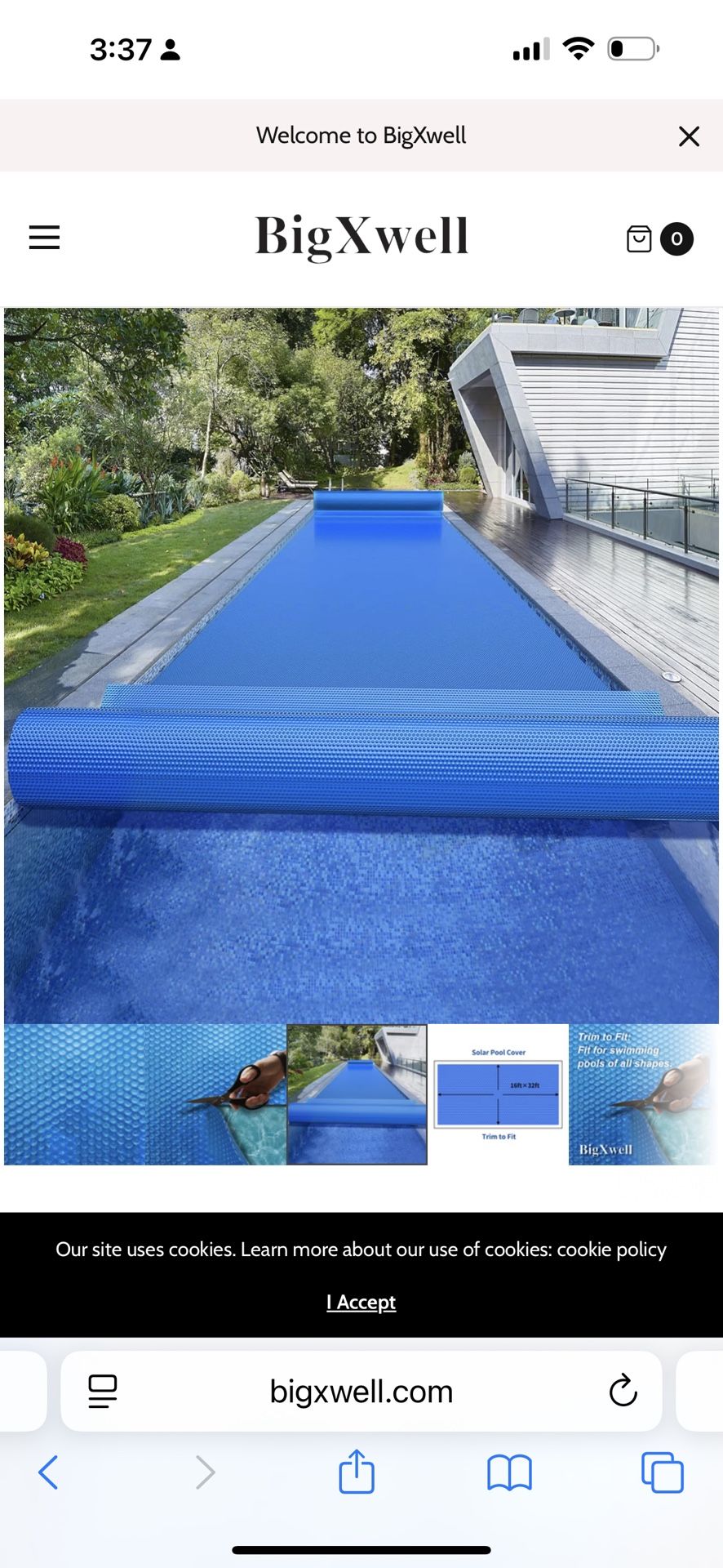 BigXwell Solar Pool Cover, Blue 16-mil 16 x 32 ft Rectangular Pool Heater