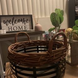 Rattan and metal basket
