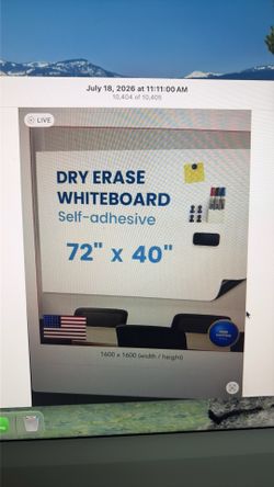 Young large 72x40 self adhesive magnetic dry erase board NIB