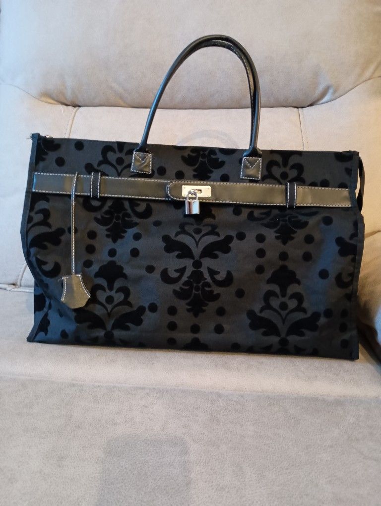 Elegant Black Damask Tote Bag