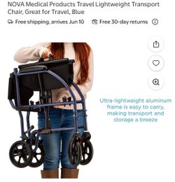 NOVA Lightweight Transport Chair in its compact, folded configuration.