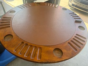 Round Poker Table with Leather Playing Surface