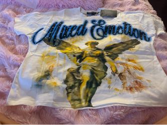 Mixed emotions t-shirt mens small blue white and yellow