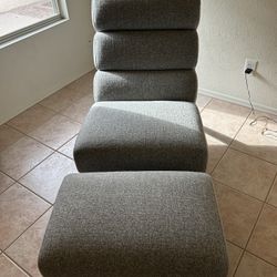 Living Spaces Grey Chair W/ Ottoman 