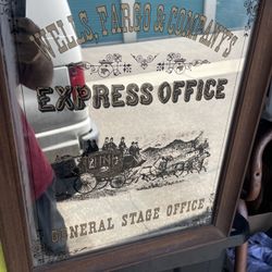 Wells Fargo & Company General Stage Office Mirror Vintage Rare