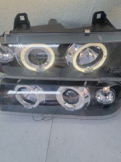 92-98 BMW E36 3-SERIES Dual LED Halo Projector Headlights Luces Calaveras Micas Faros Focos