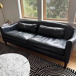 Arteriors Vincent Leather Sofa - Blue Ink