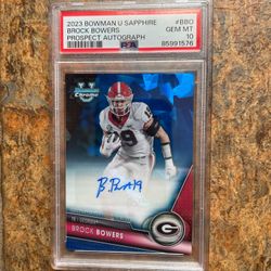 Brock Bowers Bowman University Chrome Sapphire Auto PSA 10 Population = 2