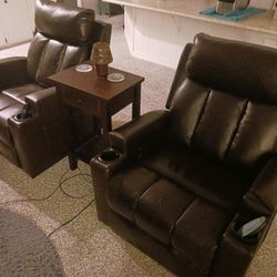 Set of Heated Massage Recliners