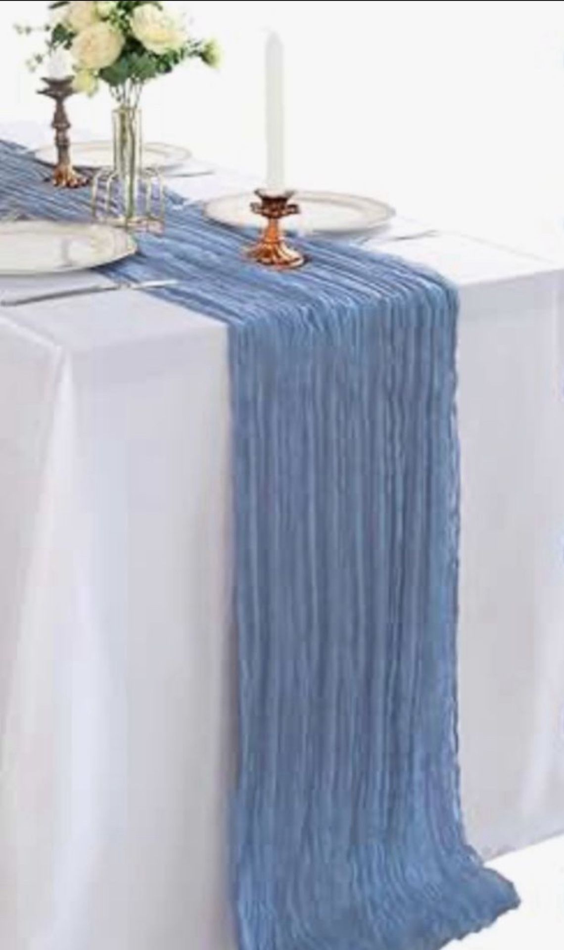 Dusty Blue Cheese Cloth Table Runners For Sal