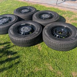 5 New 16s Stock Steel Wheels & Tires Of 2025 Mercedes Sprinter Van 