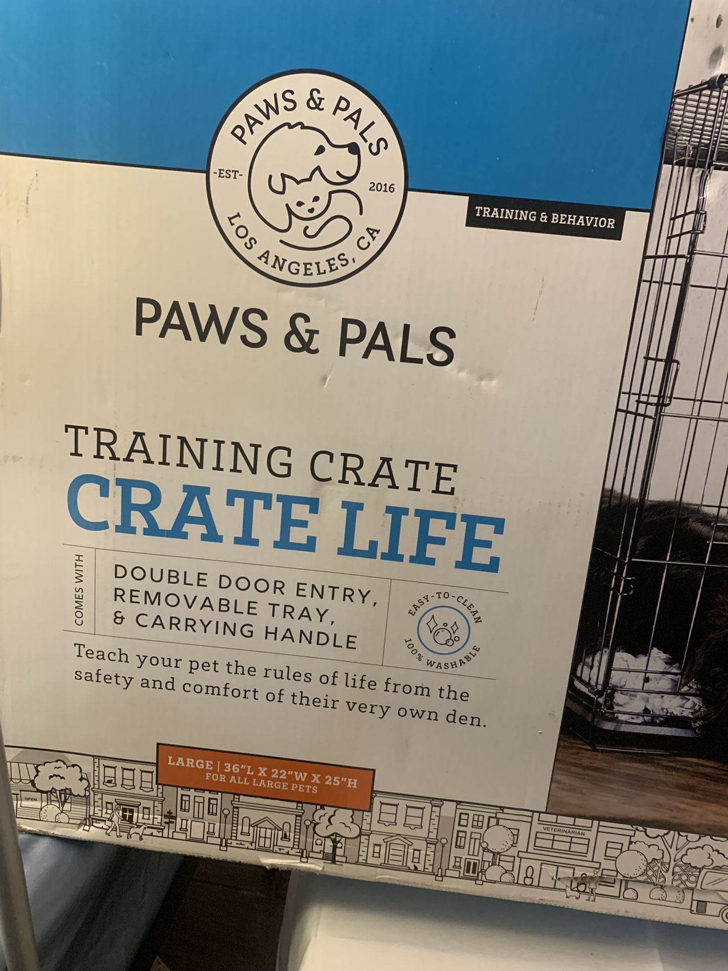 Paws & Pals Collapsible Wire Dog Training Crate LARGE New