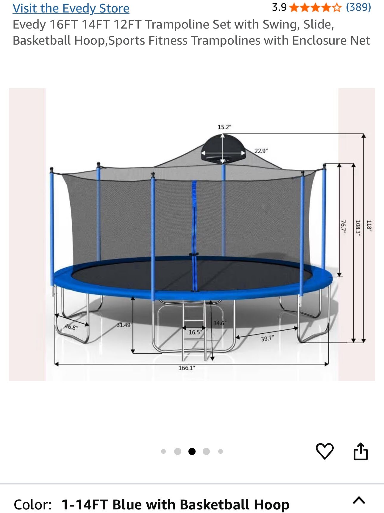 Brand New 16ft Evedy Trampoline With Basketball Hoop