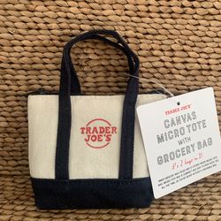 NWT Trader Joe’ Micro Tote Bag Coin Purse + Grocery Ba