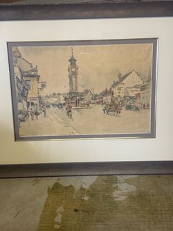 Framed Watercolor Print of Epsom Town