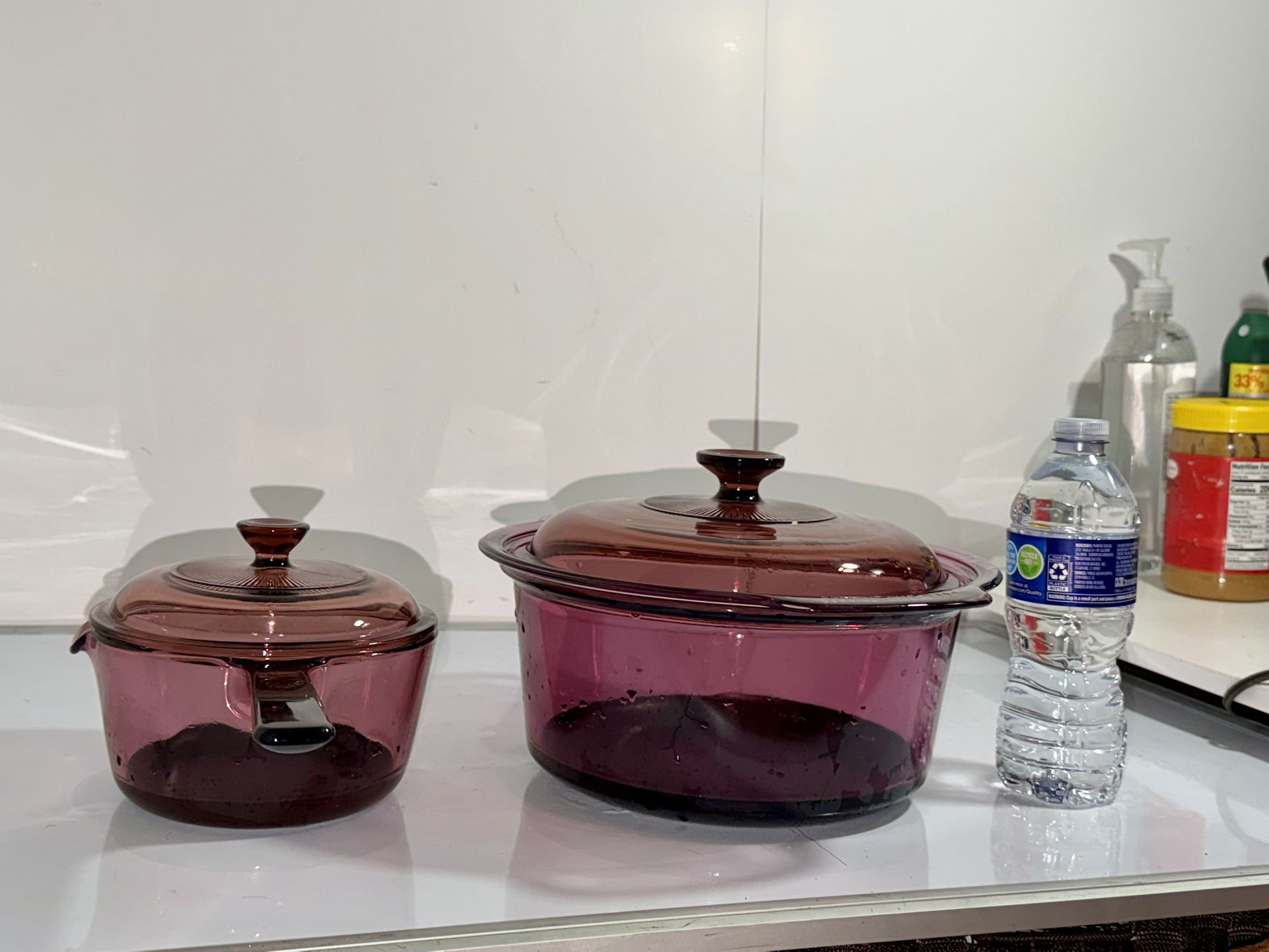 Purple Glass Casserole Dish Set with Lids (2-Piece)