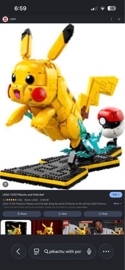 Pika chu with pokeball lego set