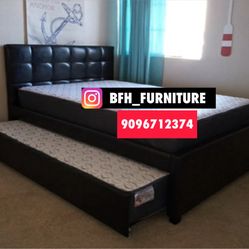 Full/Twin Expresso Trundle Beds w. Orthopedic Mattresses Included 
