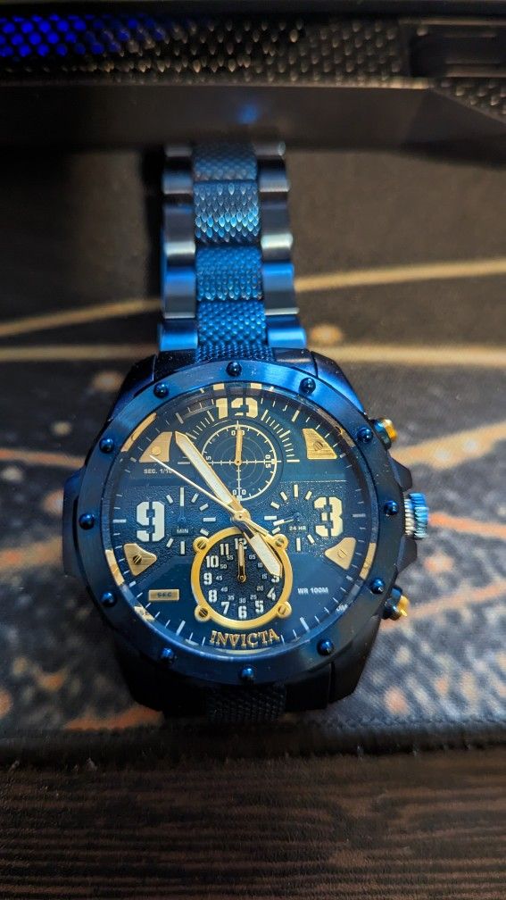 Invicta Coalition Forces 42MM Blue Dial Quartz Blue Bracelet Watch
