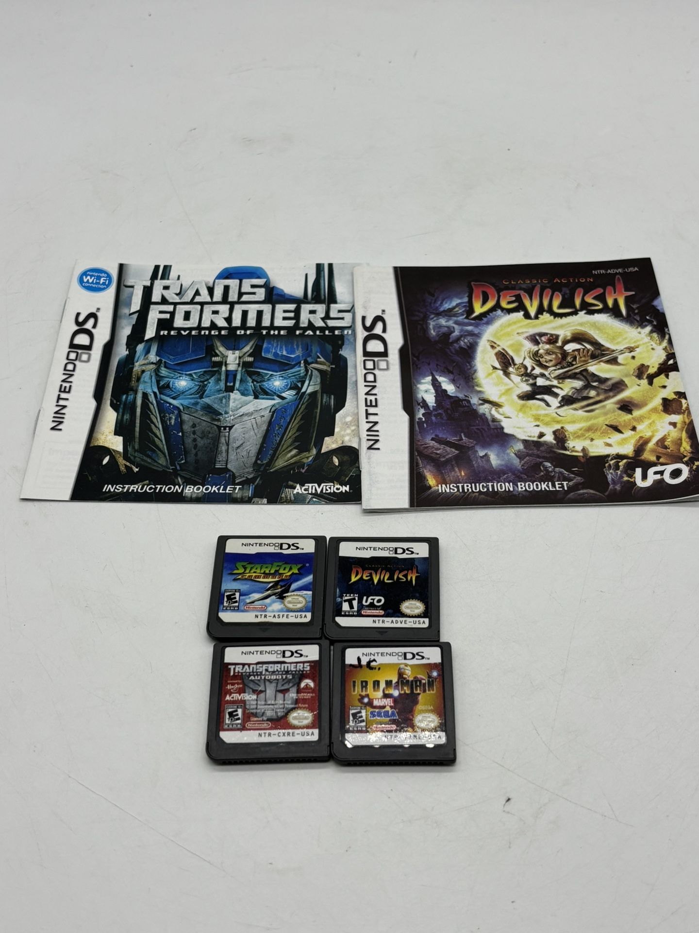 Nintendo DS Game Lot 4  Games Star Fox, Transformers, Iron Man, Devilish Works