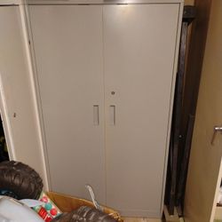 3 Metal Storage Shelves With Locking Doors Do Not Have Key Kid Lost It. 150 Ea Obo