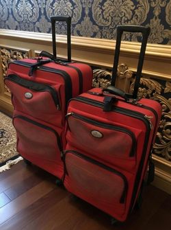 Red Suitcase Luggage Travel Rolling handle bag trip vacation Wheels