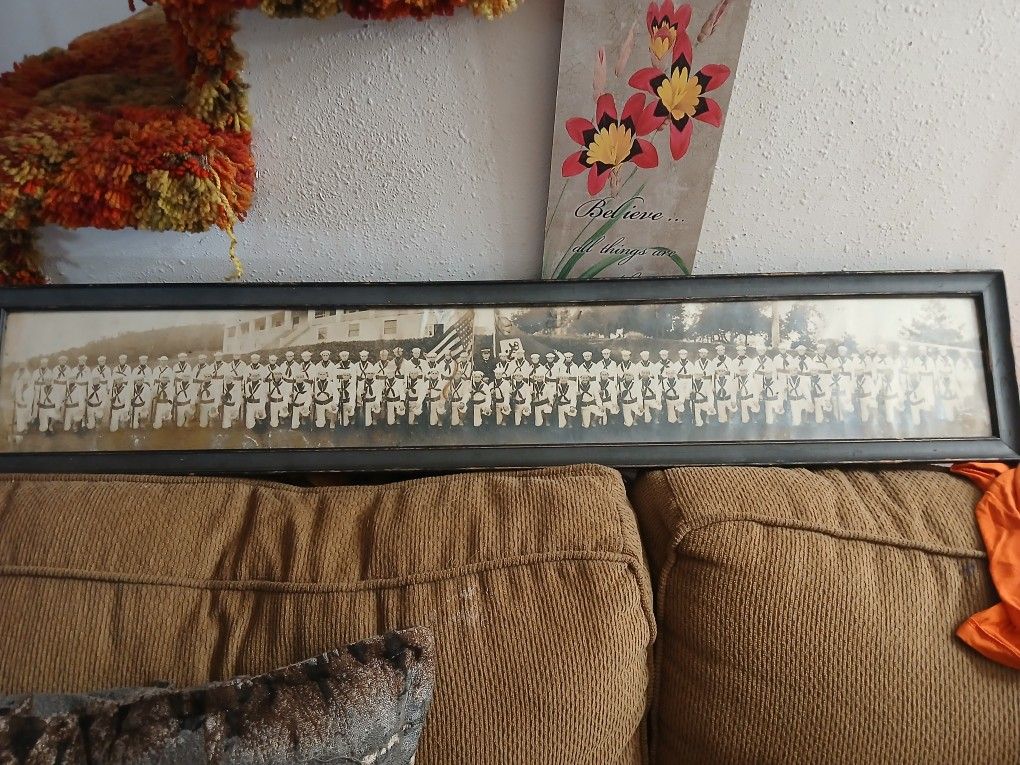 3 Ft Long Antique Picture Of a Navy Graduation Class